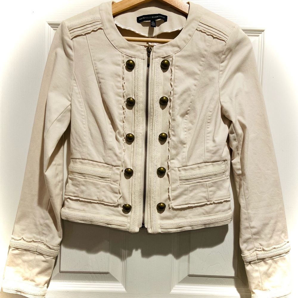 White House Black Market Cream Military-Style Jacket